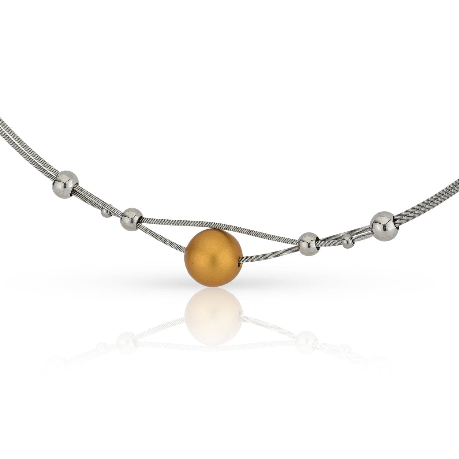 Necklace small balls and warm gold color ball C274G