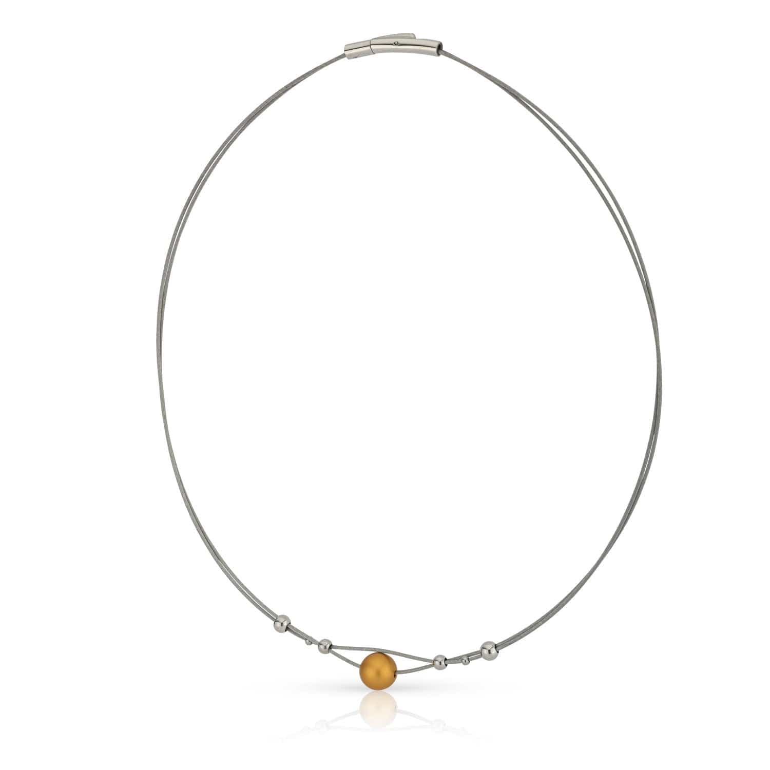 Necklace small balls and warm gold color ball C274G