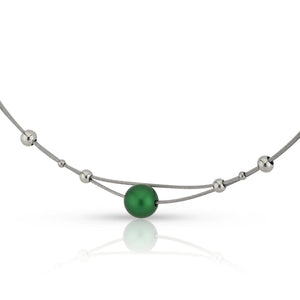 Necklace small balls and green ball C274GR
