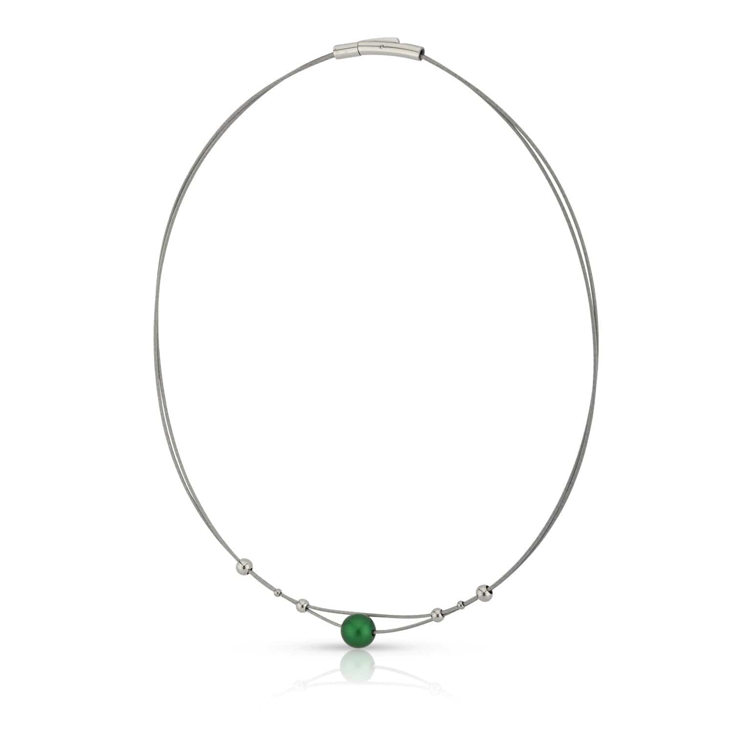 Necklace small balls and green ball C274GR