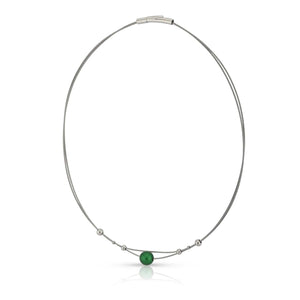 Necklace small balls and green ball C274GR