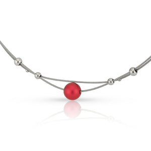 Necklace small balls and red ball C274R