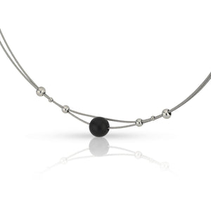 Necklace small balls and black ball C274Z