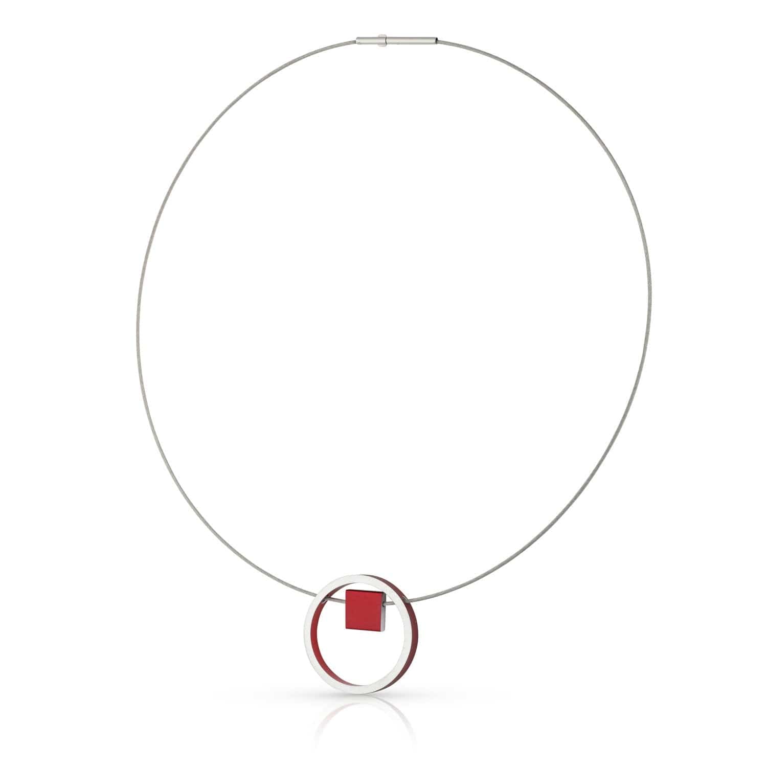 Ketting EVY Rood Ring met vierkantje | C277R