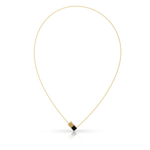 Collier Twee kubusjes zwart goud met gouden draad CG205ZG