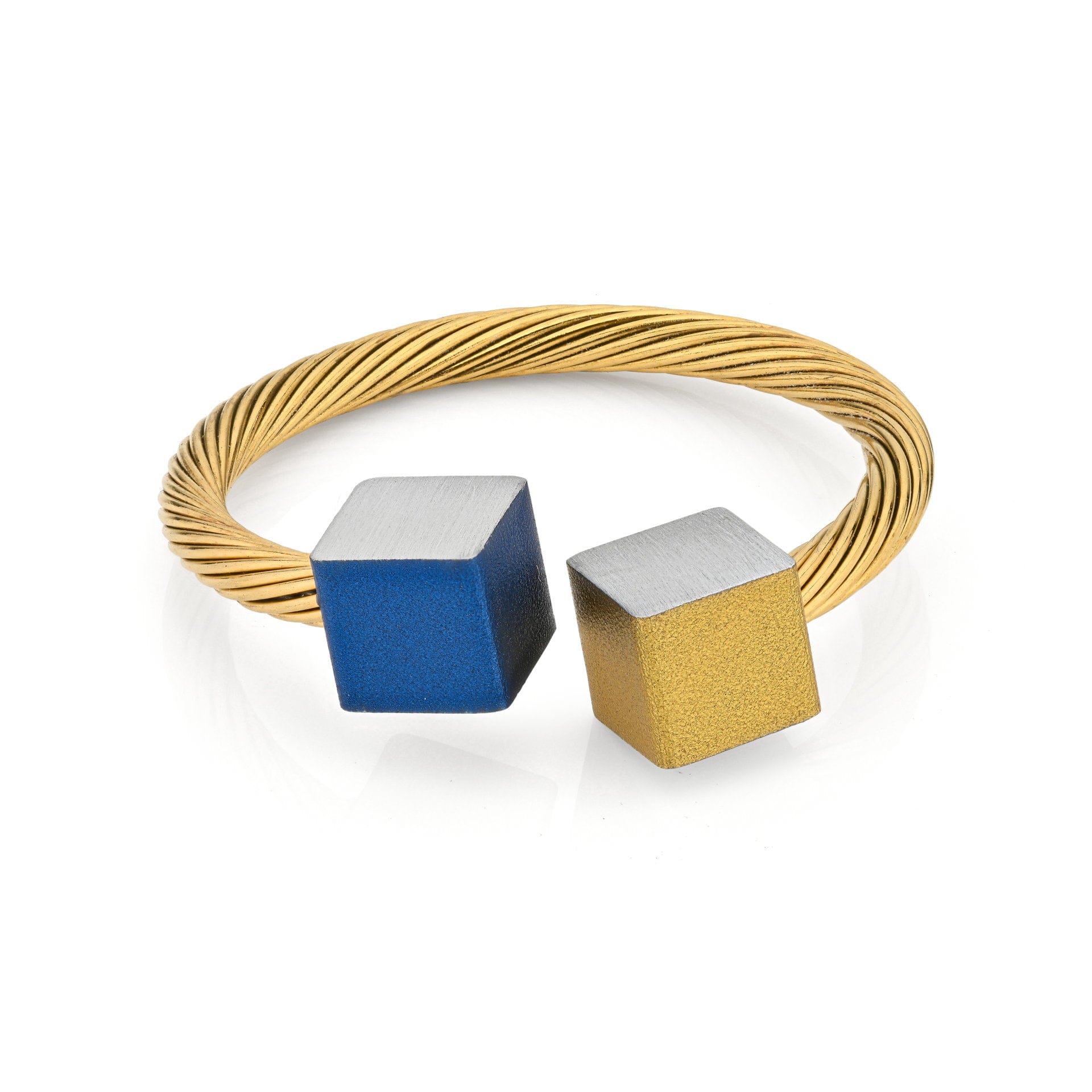 Gouden Ring Kubusjes Blauw Goud RG4BG