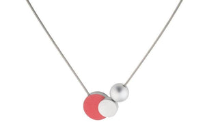 Necklace Ball with circles Red Pink C138R
