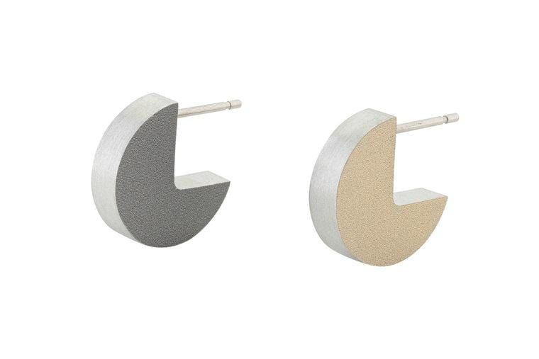 Oorsteker Rond creool Goud Grijs O34G