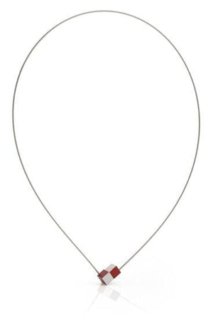 Collier Twee kubusjes C205R rood