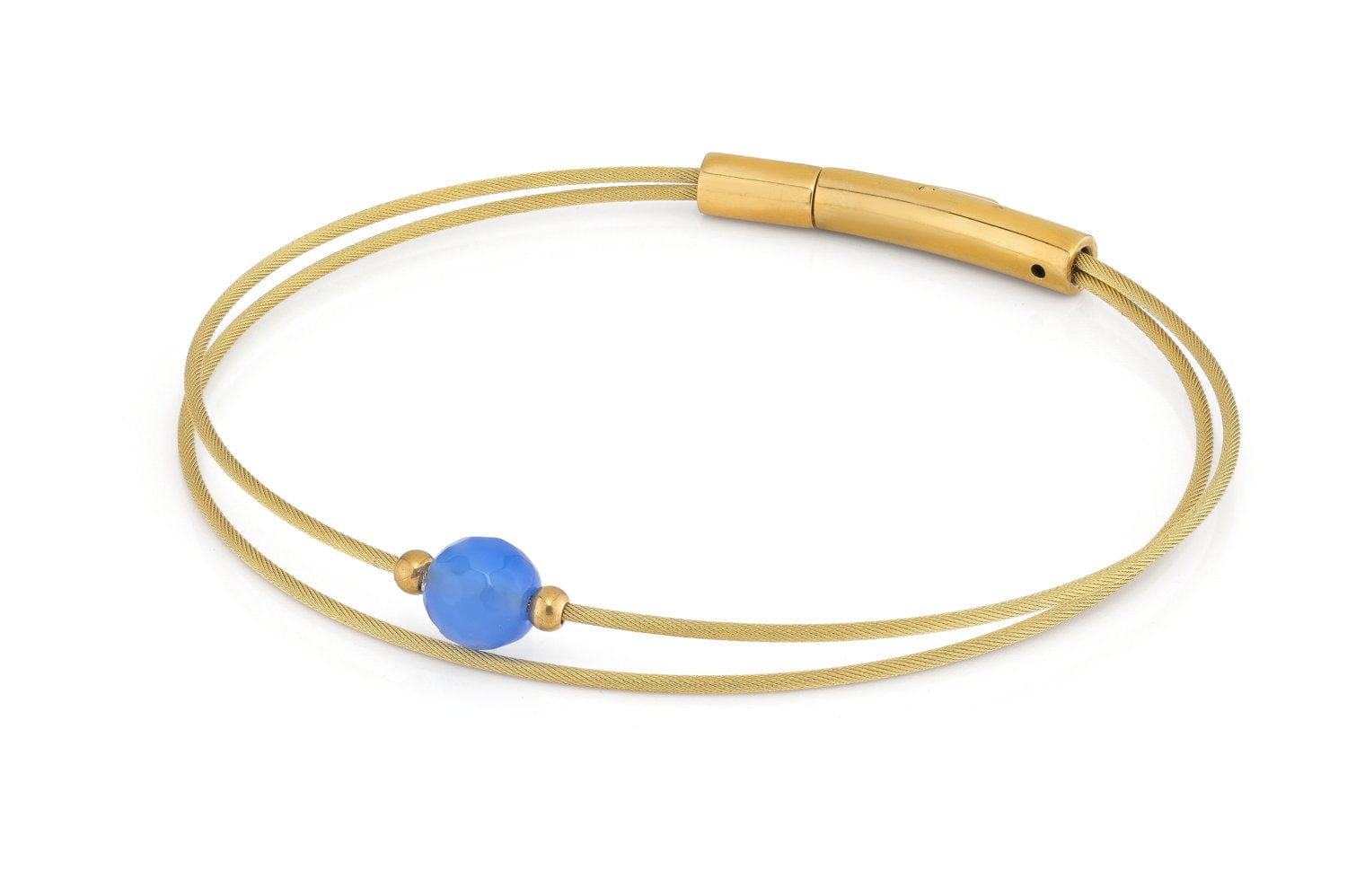 Thinking of You edelsteen armband blauwe Agaat goud