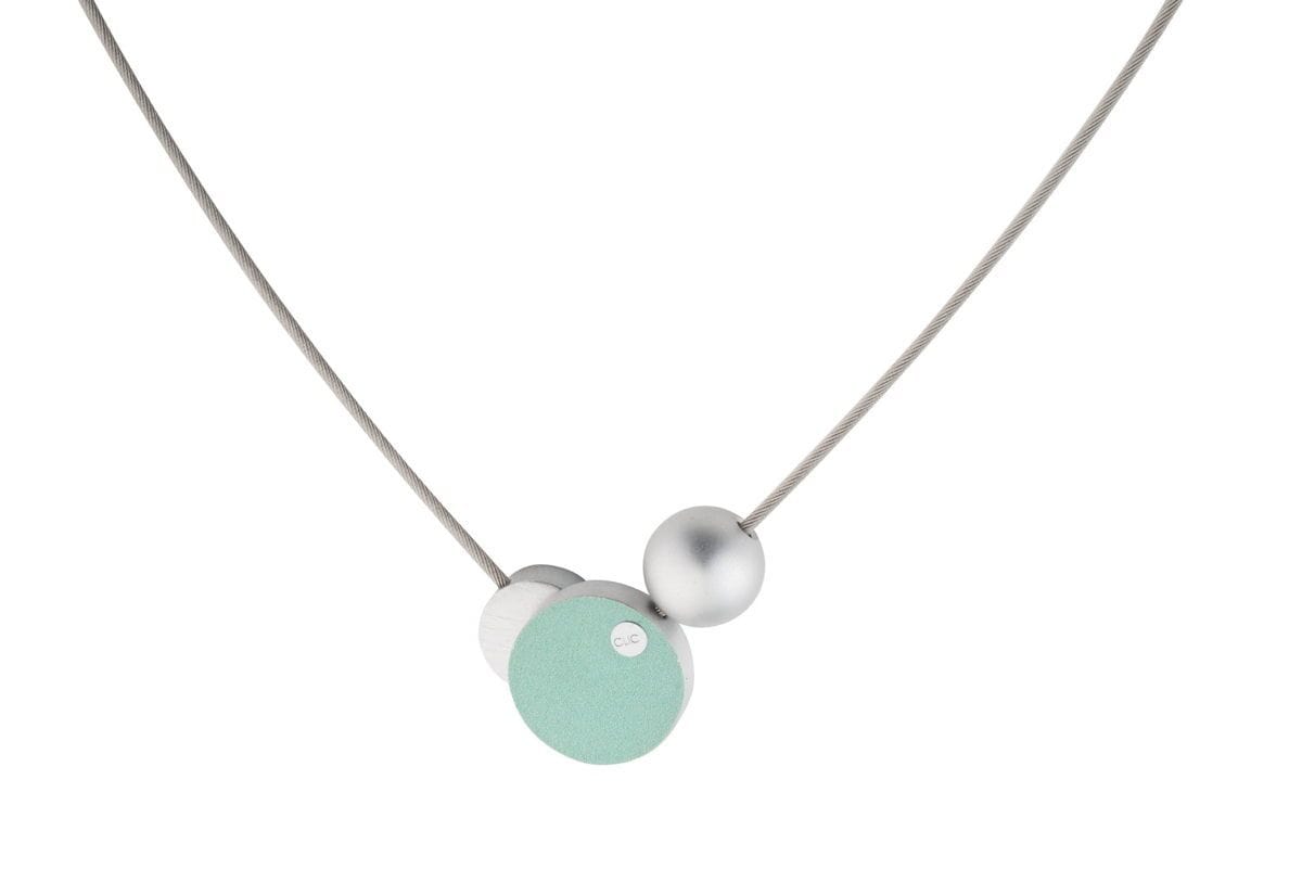 Necklace Ball with circles Blue Green C138B