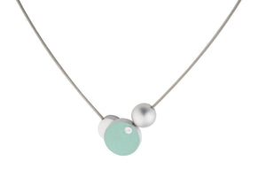 Necklace Ball with circles Blue Green C138B