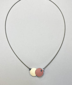 Collier Twee rondjes C139 bruin/oranje