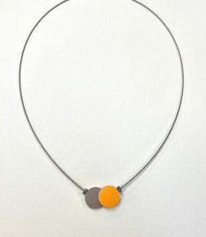 Collier Twee rondjes C139 bruin/oranje