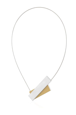 Necklace A-symm two rectangles C183 Gold color