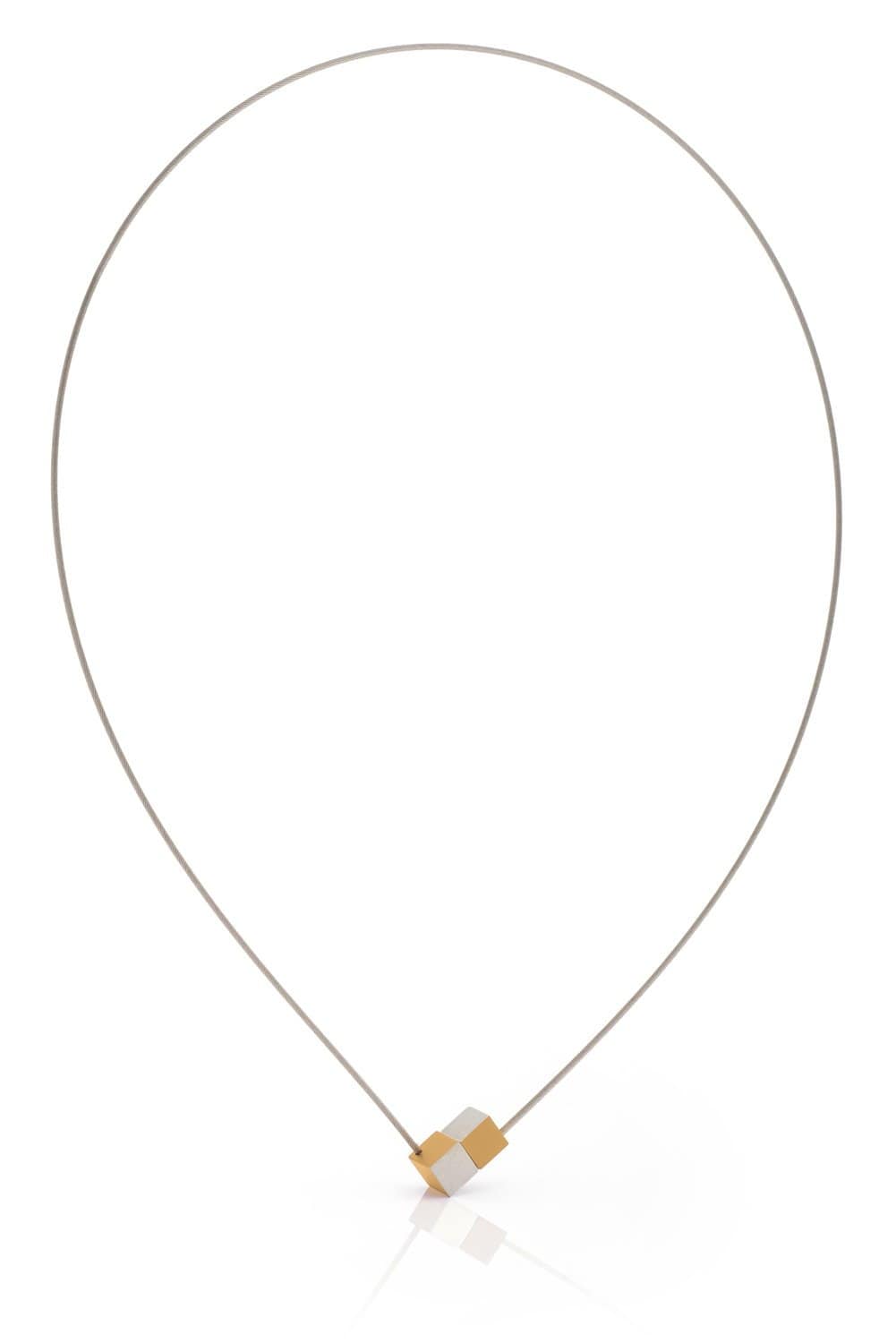 Collier Twee kubusjes C205G goud|geel