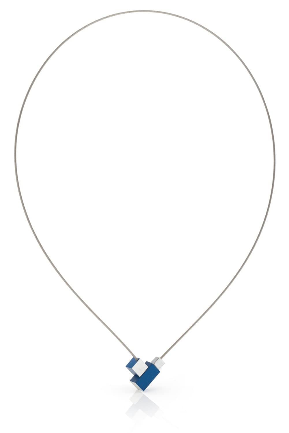 Collier Vierkantje en rechthoekje Blauw C206B