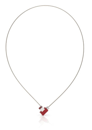 Collier Vierkantje en rechthoekje Rood C206R