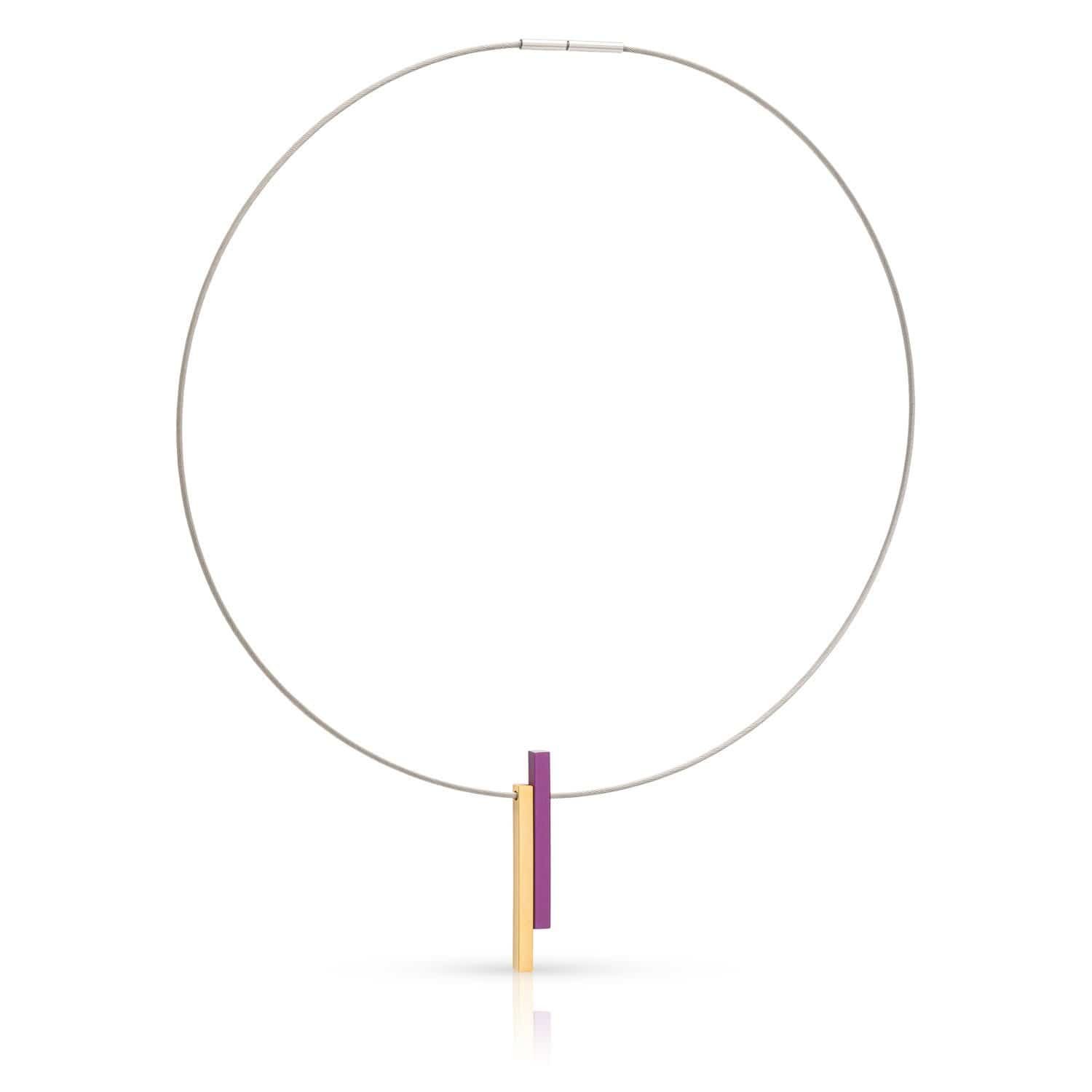 Necklace two bars Purple C239P